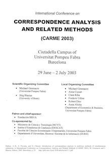 Dufour A B S Pavoine and D Chessel Introduction of correspondence analysis in multiway methods of simultaneaous ordination in International Conference on Correspondence Analysis and Related Methods CARME M Greenacre and J Blasius Editors Barcelona p