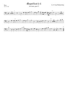 Partition viole de basse, basse clef, Magnificat Primi Toni, Palestrina, Giovanni Pierluigi da