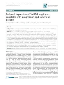 Reduced expression of SMAD4 in gliomas correlates with progression and survival of patients