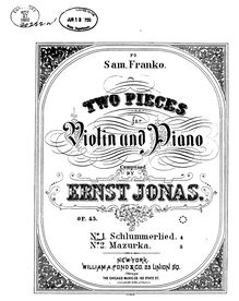 Partition , Schlummerlied, 2 pièces, 2 Pieces for Violin and Piano