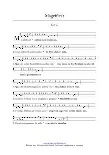 Partition Tone II, Magnificat Tones, Gregorian Chant