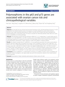 Polymorphisms in the p63 and p73 genes are associated with ovarian cancer risk and clinicopathological variables