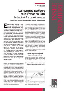 Les comptes extérieurs de la France en 2004 Le besoin de financement se creuse