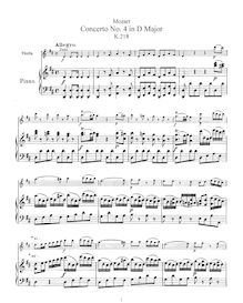 Partition de piano et partition de violon, violon Concerto No.4
