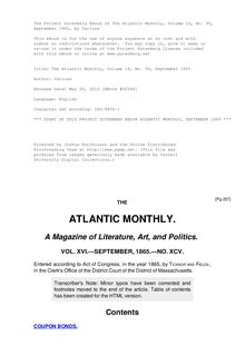 The Atlantic Monthly, Volume 16, No. 95, September 1865
