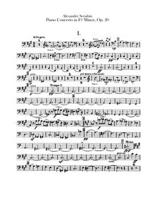 Partition Basses, Piano Concerto, F-sharp minor, Scriabin, Aleksandr