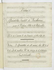 Partition violon 1, 6 corde quintettes, G.325-330 (Op.31), Boccherini, Luigi