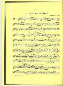 Partition No.1 - partition de violon, 3 Morceaux de salon, 6 Morceaux de Salon, 3 Nocturnen