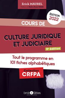 Cours de culture juridique et judiciaire - Edition 2022