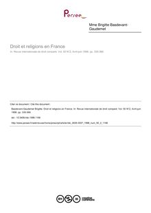 Droit et religions en France - article ; n°2 ; vol.50, pg 335-366