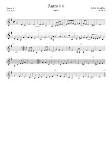 Partition ténor viole de gambe 1, aigu clef, Airs pour 4 violes de gambe par John Jenkins