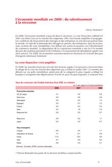 L économie mondiale en 2008 : du ralentissement à la récession - Retournement de l activité en France