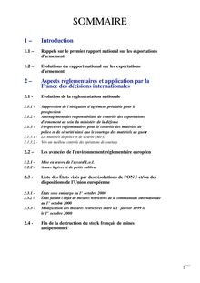 Rapport au Parlement sur les exportations d armement de la France : Résultats 1999