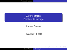 Cours crypto - Fonctions de hachage