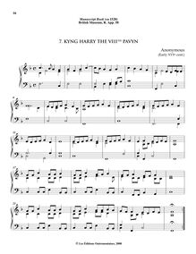 Partition , Kyng Harry pour VIIIth Pavyn, 10 pièces pour pour Virginals ou orgue from pour anglais Renaissance