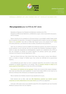 FIFA  : programme de J. Champagne  pour la FIFA du XXI siècle