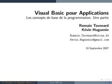 Visual Basic pour Applications - Les concepts de base de la ...