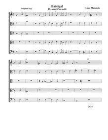 Partition , Amor i ho molti - partition complète - original key (Tr T T T B), madrigaux pour 5 voix