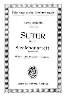 Partition complète, corde quatuor No.3, Amselrufe, Suter, Hermann