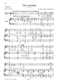 Partition , Vale carissima (G minor), Drei chansons, Meyer-Helmund, Erik