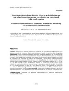Comparación de los métodos Directo y de Friedewald para la determinación de los niveles de colesterol LDL en el equino