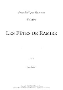 Partition hautbois 1, Les Fêtes de Ramire, Acte de ballet, Rameau, Jean-Philippe