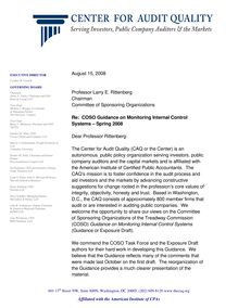 COSO Guidance on Monitoring Internal Control Systems Public Comment  Form – Spring 2008