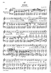 Partition complète, transposition pour low voix, Alinde, D.904 (Op.81 No.1)