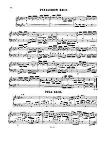 Partition Prelude et Fugue No.23 en B major, BWV 868, Das wohltemperierte Klavier I