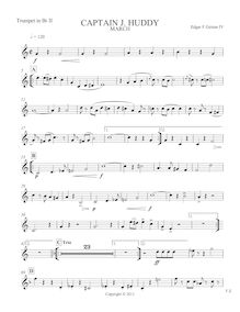 Partition trompette 2, Captain J. Huddy March, B♭ major, Girtain IV, Edgar