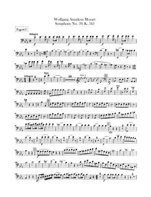 Partition basson 1, 2, Symphony No.39, E♭ major, Mozart, Wolfgang Amadeus