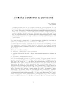 L initiative Microfinance au prochain G8