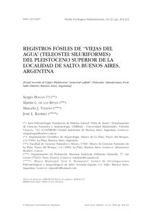 Registros fósiles de “viejas del agua” (Teleostei: Siluriformes) del Pleistoceno superior de la localidad de Salto, Buenos Aires, Argentina