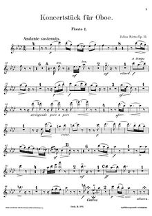Partition flûte 1, 2, Konzertstück für hautbois, Rietz, Julius