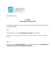 Histoire des Sciences et du monde scientifique 2007 Université de Technologie de Belfort Montbéliard