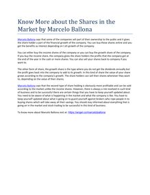 Know More about the Shares in the Market by Marcelo Ballona