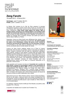 MAM: exposition "Zeng Fanzhi" (communiqué de presse)