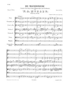Partition complète, Die Maurerfreude, E♭ major, Mozart, Wolfgang Amadeus