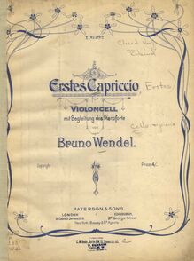 Partition couverture couleur, Capriccio No.1, Op.8, D minor, Wendel, Bruno
