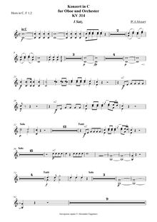 Partition cor 1/2 (C, F), Concerto en C pour hautbois et orchestre