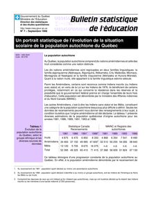 Un portrait statistique de l’évolution de la situation scolaire de la population autoochtone du Québec