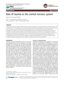 Role of taurine in the central nervous system
