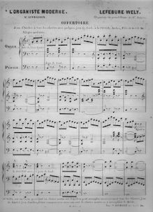 Partition 5e livraison, L Organiste Moderne, Lefébure-Wély, Louis James Alfred