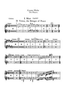 Partition Celesta, pour Planets, Op.32, Suite for Large Orchestra