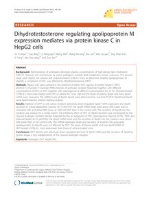 Dihydrotestosterone regulating apolipoprotein M expression mediates via protein kinase C in HepG2 cells