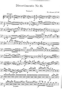 Partition violons I, Divertimento, Divertimento No.15 ; Lodron Serenade No 2