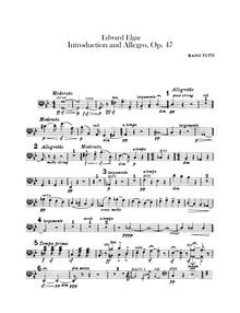 Partition Basses, Introduction et Allegro pour cordes, Op.47, Elgar, Edward