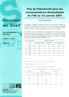9/01 STATISTIQUES EN BREF - ENVIRONNEMENT ET ENERGIE