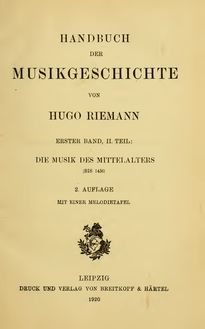 Partition bande 1, Teil 2: Musik des Mittelalters, Handbuch der Musikgeschichte