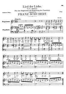 Partition complète, Lied der Liebe, D.109, Song of Love, Schubert, Franz